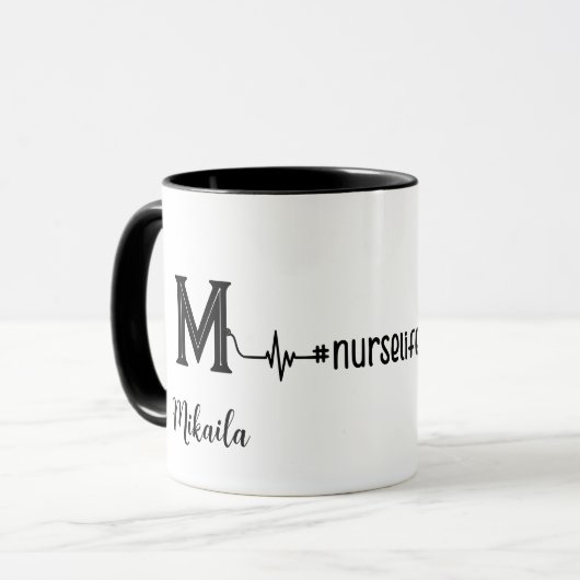 Mug Infirmière personnalisée Stethoscope Monogramme Mé (Devant gauche)