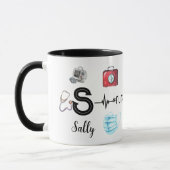 Mug Infirmière personnalisée Stethoscope Monogramme Mé (Gauche)