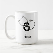 Mug Infirmière personnalisée Stethoscope Monogramme mo (Gauche)