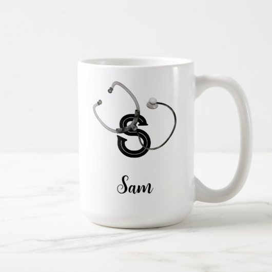 Mug Infirmière personnalisée Stethoscope Monogramme mo (Droite)