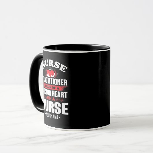Mug Infirmière Praticien Cerveau D'Un Docteur Coeur De (Devant gauche)