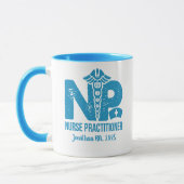 Mug Infirmière Praticien Personnalisé Café Bleu (Gauche)