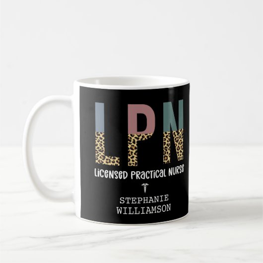 Mug Infirmière pratique autorisée LPN personnalisée (Gauche)
