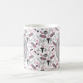 Mug Infirmière rose mignonne | Docteur EKG Caduceus No (Centre)