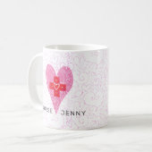 Mug Infirmière Rouge Coeurs Rose Personnalisé (Devant gauche)