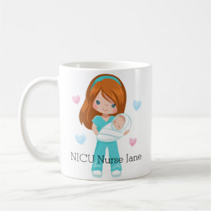 Mug Infirmière rouge personnalisée des cheveux NICU