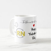 Mug Infirmière stéthoscope Valentines jour gris jaune (Devant gauche)