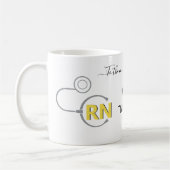 Mug Infirmière stéthoscope Valentines jour gris jaune (Gauche)