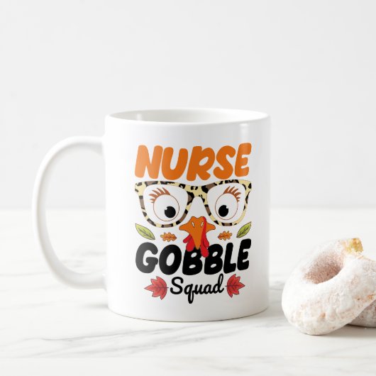 Mug Infirmière Turquie Gobble Squad Infirmière Lover D (Avec donut)