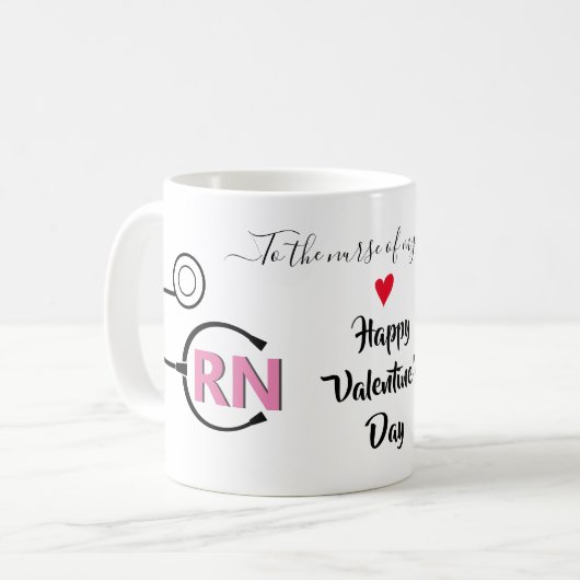 Mug Infirmière Valentines Jour inscrit RN stéthoscope (Devant gauche)