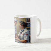 Mug Infirmières : Brassées avec soin - Le café ultime (Devant droit)