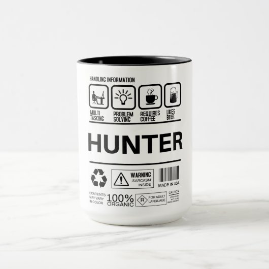 Mug Informations amusantes de manipulation de chasseur (Centre)