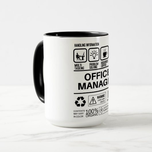 Mug Informations de gestion amusantes pour Office Mana (Devant gauche)