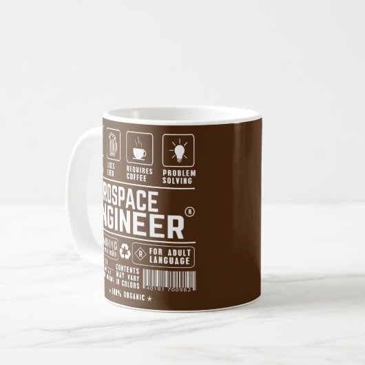Mug Ingénieur aérospatial Café à bière multitâche (Devant gauche)