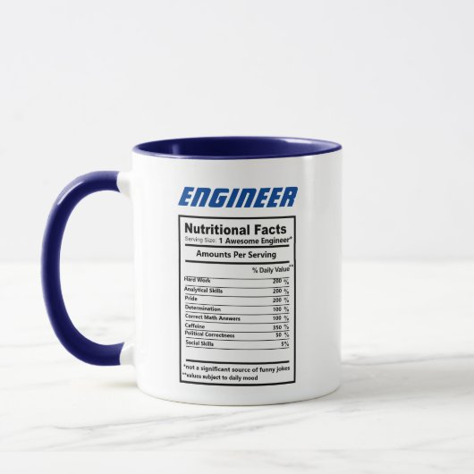 Mug Ingénieur Faits nutritionnels Blagues Puns Drôle C (Gauche)
