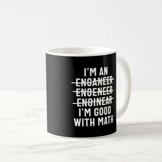 Mug Ingénieur. Je suis bon avec les maths (Devant droit)