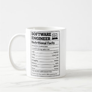 Mug Ingénieur logiciel faits nutritionnels drôle de co