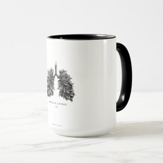 Mug "Inhale Courage" Conceptual Art | Lungs Made of Le (Devant droit)