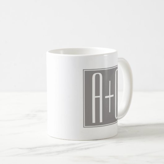 Mug Initails ou Other Text | White & Grey (Devant droit)