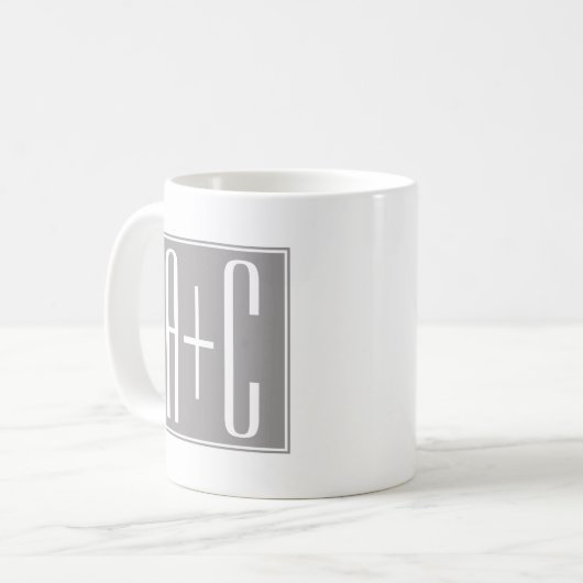 Mug Initails ou Other Text | White & Grey (Devant gauche)