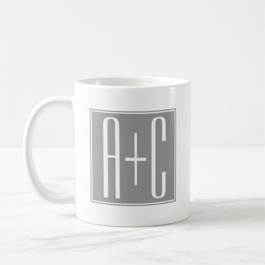 Mug Initails ou Other Text | White & Grey (Gauche)