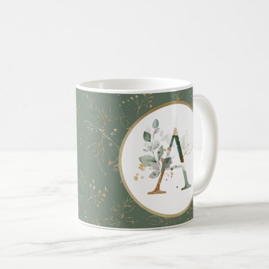 Mug Initial A Gold Green (Devant droit)