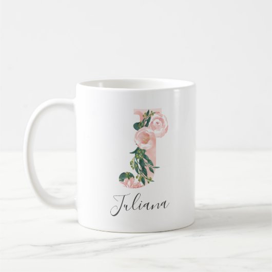 Mug Initial Aquarelle Florale - J (Gauche)