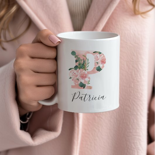 Mug Initial Aquarelle Florale - P
