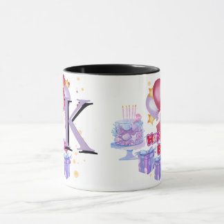 Mug Initial Letter KTeal Monogram Modern-happybirthday