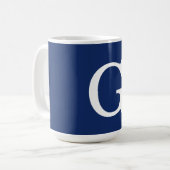 Mug Initial Letter Monogram Blue White Plain Simple (Devant gauche)