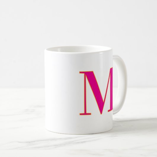 Mug Initial Letter Monogram Modern Trendy Pink (Devant droit)