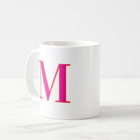 Mug Initial Letter Monogram Modern Trendy Pink (Devant gauche)