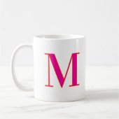Mug Initial Letter Monogram Modern Trendy Pink (Gauche)
