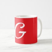 Mug Initial Letter Monogram Red White Plain Simple (Devant droit)
