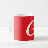 Mug Initial Letter Monogram Red White Plain Simple (Devant gauche)