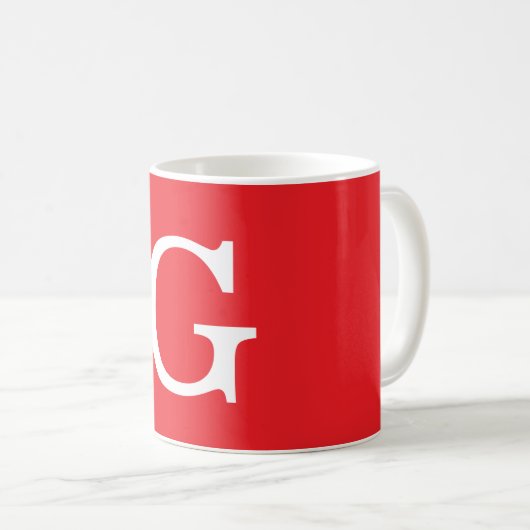 Mug Initial Letter Monogram Red White Plain Simple (Devant droit)