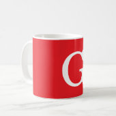 Mug Initial Letter Monogram Red White Plain Simple (Devant gauche)