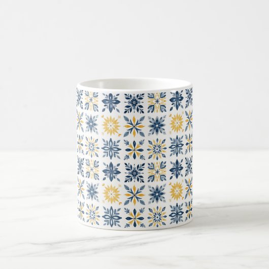 Mug Initial Mediterranean Floral Tile-Style Pattern  (Centre)