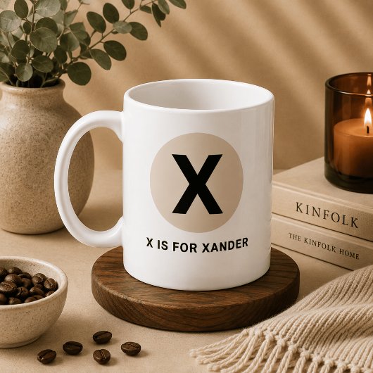 Mug Initial Moderne – Design “X est pour [Nom]”