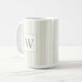 Mug Initial Neutral Dusty Blue Stripe Rustic Farmhouse (Devant gauche)