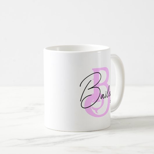 Mug initial personnalisé, initiale subtile et nom (Devant droit)
