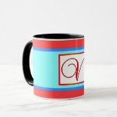 MUG INITIAL V MONOGRAM AQUA (Devant gauche)