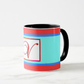 MUG INITIAL V MONOGRAM AQUA (Devant droit)
