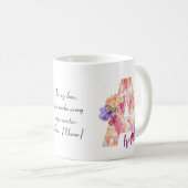 Mug Initiale A d'ange personnalisée avec motif de cœur (Devant droit)