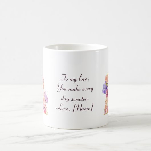 Mug Initiale A d'ange personnalisée avec motif de cœur (Centre)