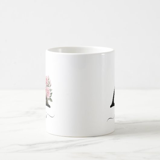 Mug Initiale A Rose Roses Florales Fleurs Nom Monogram (Centre)