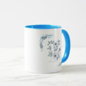 Mug Initiale "B" Blue Monogram Calme Floral Café (Devant droit)
