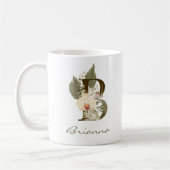 Mug Initiale B Boho Floral Orchid Green Nom personnali (Gauche)