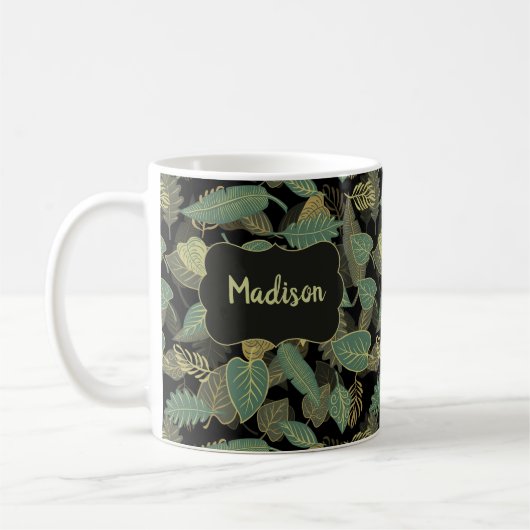 Mug Initiale botanique élégante pour anniversaire avec (Gauche)