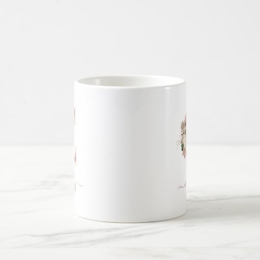 Mug Initiale "C" Monogramme en Or Rose et Ivoire Flora (Centre)